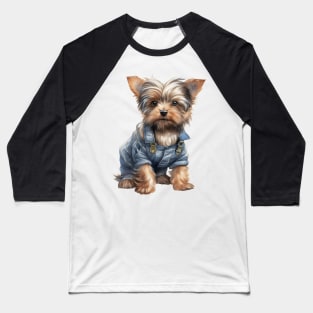 Farmer Yorkshire Terrier Dog Baseball T-Shirt